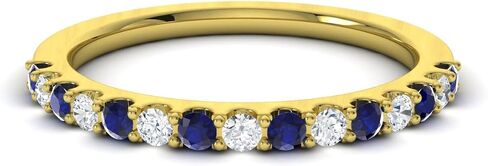 Diamondere Natural and Certified Gemstone and Diamond Wedding Ring in 14K White Gold | 0.38 Carat Half Eternity Stackable Band for Women, US Size 4 to 9 in Saudi Arabia