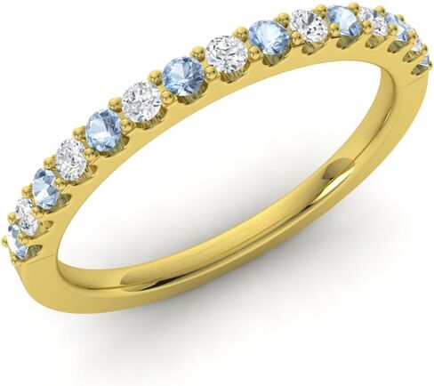 Diamondere Natural and Certified Gemstone and Diamond Wedding Ring in 14K White Gold | 0.38 Carat Half Eternity Stackable Band for Women, US Size 4 to 9 in Saudi Arabia