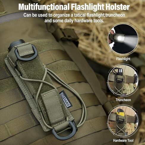 OneTigris MOLLE Flashlight Holster for Duty Belt with Adjustable Bungee in Kuwait