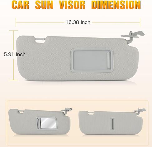 واقي من الشمس من الجانبين الأيسر والأيمن مناسب لـ 2011 2012 2013 2014 لسيارة Hyundai Elantra Gray Sunvisor استبدال 852203x000tx, 852103X000TX in Kuwait