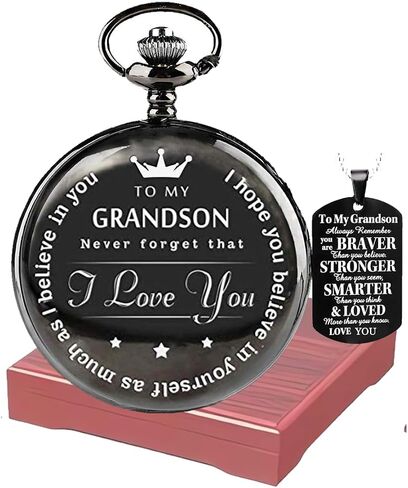 to My-Grandson-Pocket-Watch-Gifts from Grandpa Grandma Christmas Gifts for Him Birthday for Grandson, Graduation Gifts for Men in Saudi Arabia