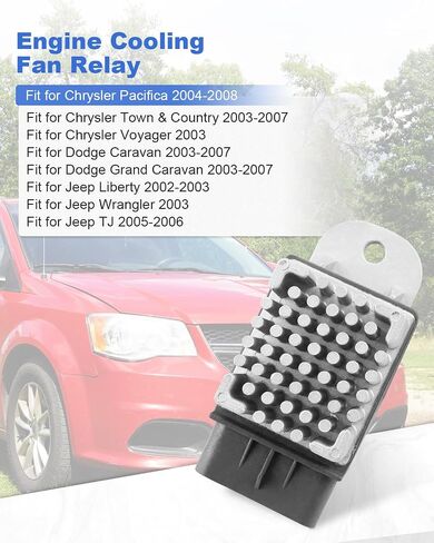 Engine Cooling Fan Relay Fit for Chrysler Pacifica/Town & Country/Voyager, Fit for Dodge Caravan/Grand Caravan, Fit for Jeep Liberty/Wrangler/TJ, 902-310, 68023333AA in Saudi Arabia