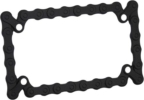 LPF245-BK 3D Bike Chain Style Zinc Metal Matte Black Finished Motorcycle License Plate Frame in Saudi Arabia