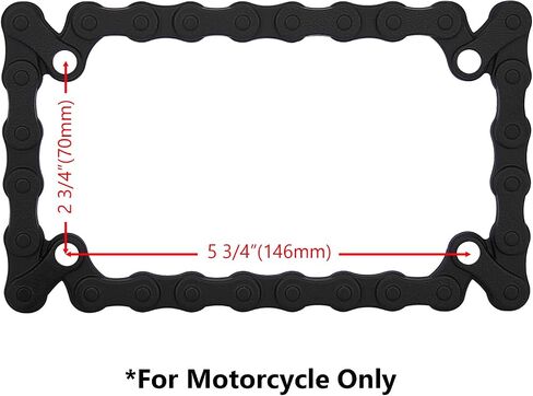 LPF245-BK 3D Bike Chain Style Zinc Metal Matte Black Finished Motorcycle License Plate Frame in Saudi Arabia