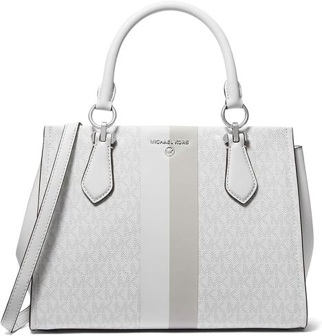 Michael Kors Marilyn Medium Satchel, Optic White/Aluminum in Saudi Arabia