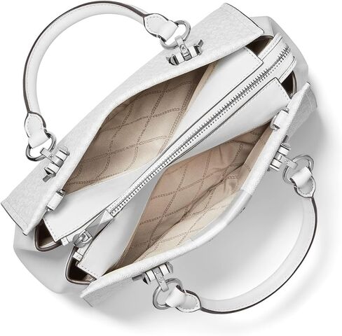 Michael Kors Marilyn Medium Satchel, Optic White/Aluminum in Saudi Arabia