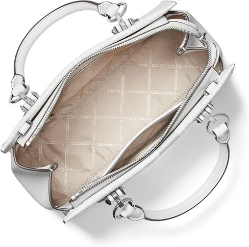 Michael Kors Marilyn Medium Satchel, Optic White/Aluminum in Saudi Arabia