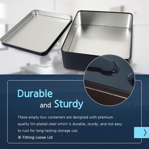 Silver Metal Tin Box Lids - Large Containers, Holder for Keeping Car Keys, Cookie, Pencil Case, 8.2 x 4.7 x 2.4 inch in Saudi Arabia