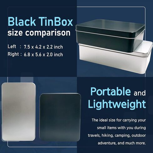 Silver Metal Tin Box Lids - Large Containers, Holder for Keeping Car Keys, Cookie, Pencil Case, 8.2 x 4.7 x 2.4 inch in Saudi Arabia