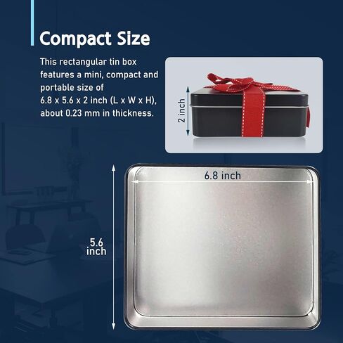 Silver Metal Tin Box Lids - Large Containers, Holder for Keeping Car Keys, Cookie, Pencil Case, 8.2 x 4.7 x 2.4 inch in Saudi Arabia