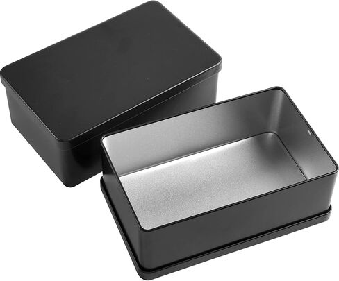 Silver Metal Tin Box Lids - Large Containers, Holder for Keeping Car Keys, Cookie, Pencil Case, 8.2 x 4.7 x 2.4 inch in Saudi Arabia