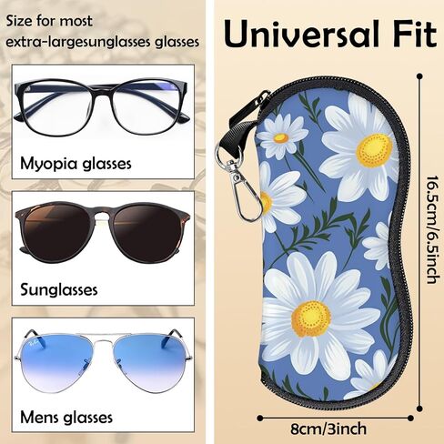 Glasses Case Eyeglass Sunglasses Zipper Soft Neoprene Ultra Light Pouch Metal Belt Clip Aesthetic Women Men in Saudi Arabia