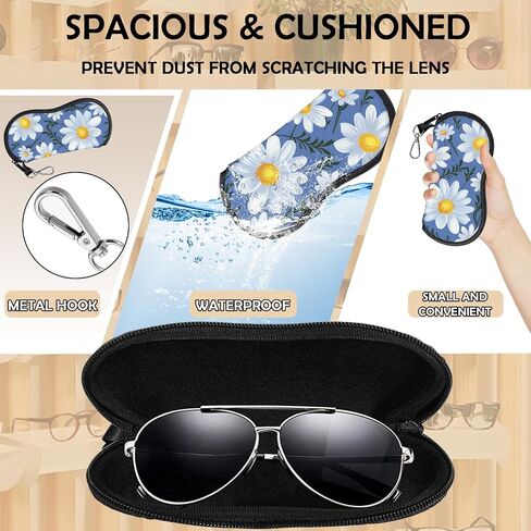 Glasses Case Eyeglass Sunglasses Zipper Soft Neoprene Ultra Light Pouch Metal Belt Clip Aesthetic Women Men in Saudi Arabia