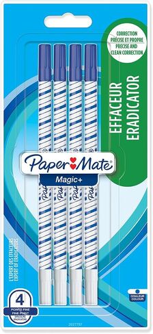 Paper Mate Magic+ Erasable Pen + Eradicator | Fine Point | Blue | 4 Count in Saudi Arabia