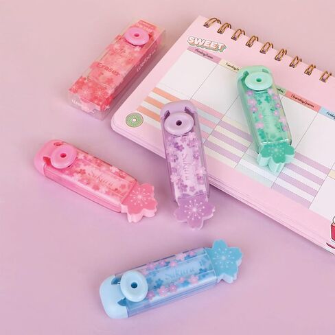 4 Pcs Cute Flower Eraser Push Pull Eraser Pencil Eraser Cartoon Eraser Aesthetic Erasers for School Kids Boy Girl Women (4Pcs Flowers) in Saudi Arabia