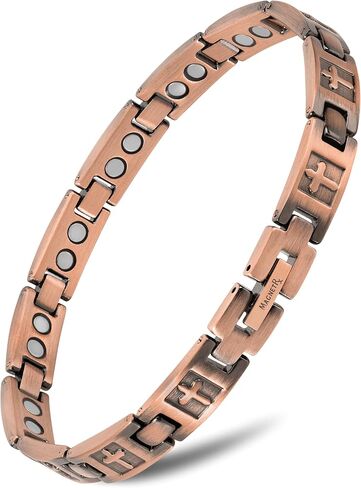 MagnetRX® Women’s Copper Cross Bracelet – Ultra Strength Magnetic Copper Cross Bracelet for Women – Adjustable Length with Sizing Tool (Cross Style) in Kuwait