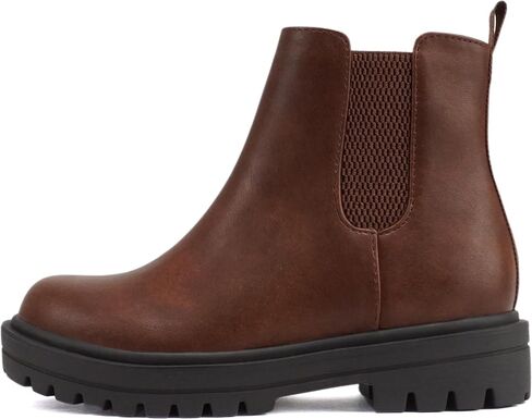Soda “PILOT-2" ~ Little Kids/Children/Girls Lug Sole Elastic Gore Low Heel Chelsea Fashion Ankle Bootie w/Side Zipper in Saudi Arabia