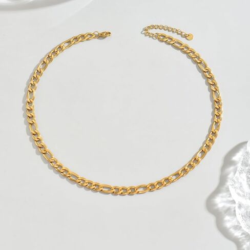 18K Gold Plated Chunky Chain Necklace for Women Thick Cuban Curb Chain Green Gemstone Pendant Toggle Necklace Dainty Layering Gold Chain Trendy Jewelry in Saudi Arabia