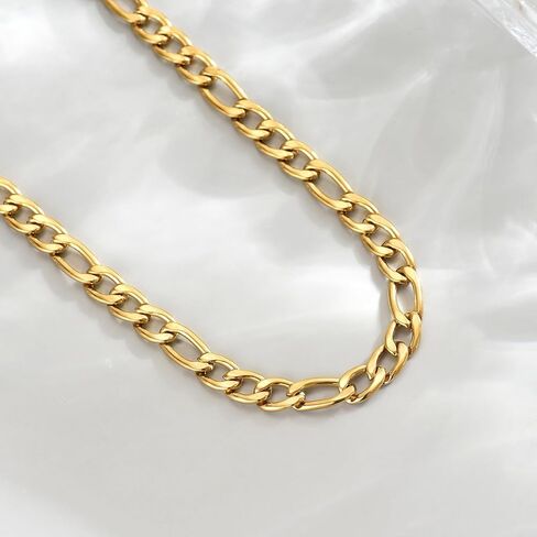 18K Gold Plated Chunky Chain Necklace for Women Thick Cuban Curb Chain Green Gemstone Pendant Toggle Necklace Dainty Layering Gold Chain Trendy Jewelry in Saudi Arabia