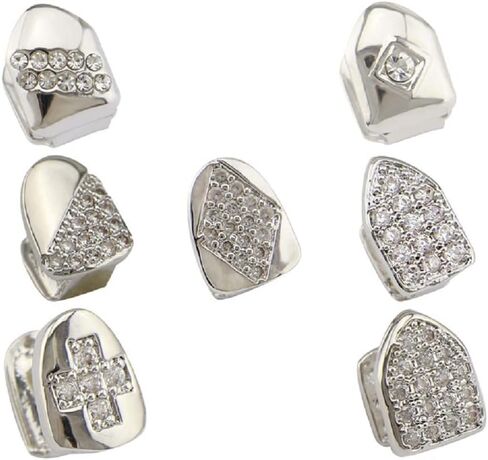 Iced Out Diamond Teeth Grillz for Men Women, Hip Hop Grills for Your Teeth Top and Bottom, Rapper Costume Cosplay Teeth Jewelry and Accessories in Saudi Arabia