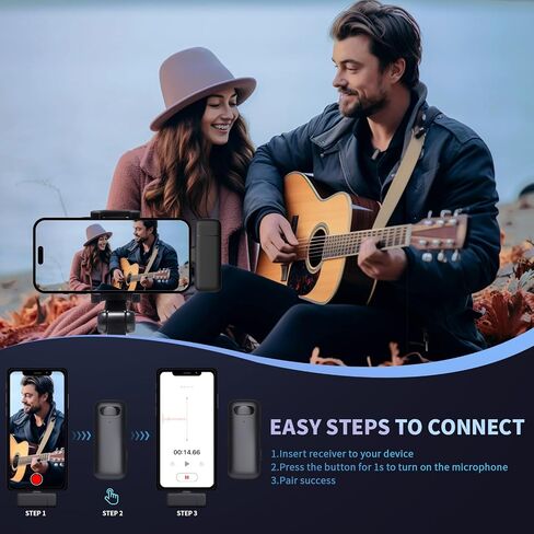 HITROLINK Wireless Lavalier Microphone for iPhone Android Camera with Furry Windproof Covers, Dual Lavalier Microphone for Interviews, Live Streaming, YouTube, TikTok, Plug-Play, 3-in-1 Receiver in Kuwait