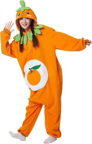 Adult Onesie Orange Costume Pajamas Cosplay Fruits Homewear Halloween Unisex Sleepwear Jumpsuit for Men Women in Saudi Arabia