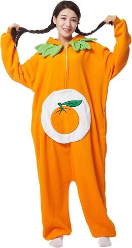 Adult Onesie Orange Costume Pajamas Cosplay Fruits Homewear Halloween Unisex Sleepwear Jumpsuit for Men Women in Saudi Arabia