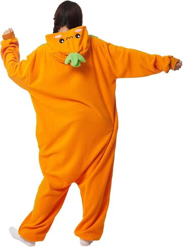 Adult Onesie Orange Costume Pajamas Cosplay Fruits Homewear Halloween Unisex Sleepwear Jumpsuit for Men Women in Saudi Arabia