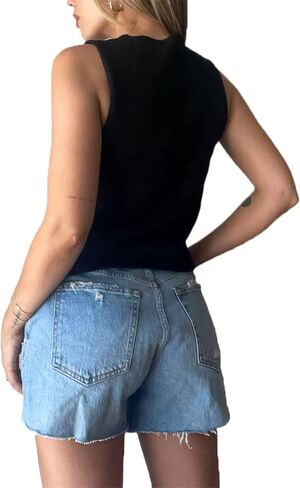 Women Vest Tops Sleeveless V Neck Button Up Knit Top in Saudi Arabia