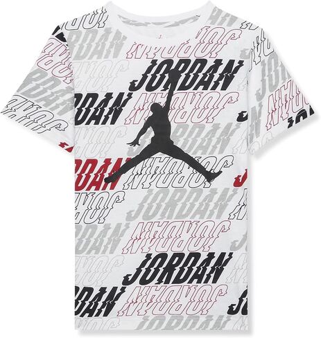 Jordan Boy's JM Vibes All Over Print Short Sleeve Tee (Big Kids) White MD (10-12 Big Kid) in Saudi Arabia