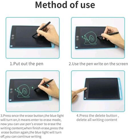 Erasable Kids Writing board and Drawing and sketching Pad, Inkless, Erasable, New DUAL ERASE FUNCTION, partially erase or instant erase all in one click. Reusable Writing Tablet (Black) in Saudi Arabia