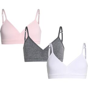 Rene Rofe Girls' Delilah Training Bralette - 3 Pack Seamless Comfort Stretch Cami Bralette (7-14)