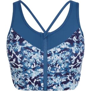 Yvette Front Closure Printed Sports Bras, Criss Cross Back for High Impact Support, Printed