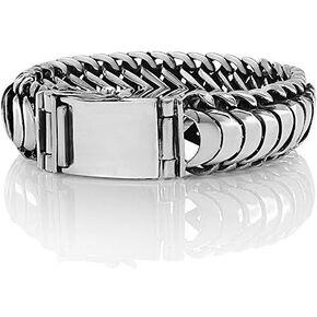 VY JEWELRY SNAKE SCALES - Solid 925 Sterling Silver Men Wide Bracelet Biker Style
