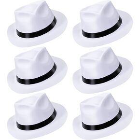 Jiuguva 6 Pcs Gangster Hat Plastic Gentlemen Hats Gangster Costume Hats for Adult 1920s Party Hat for Men Women Unisex