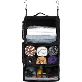 Surblue Hanging Shelves Travel Storage Bag Compression Packing Cube for Suitcase Collapsible with Extension Layer Large Capacity, Blue