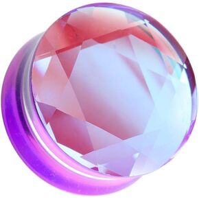 Covet Jewelry Faceted Mermaid Iridescent Glass Double Flared Ear Gauge Plug (00 GA (10mm))