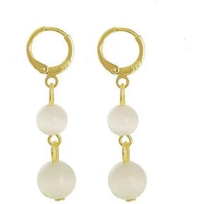 Moonstone Dangle Earrings Double Opal Hoop Earring Faux Opal Huggie Drop Earrings for Women Girls Jewelry Gifts