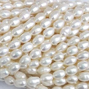 Natural Genuine Freshwater Cultured Pearl Free Size Jewelry Making Loose Beads (Rice 5-6mm Diam) in Kuwait