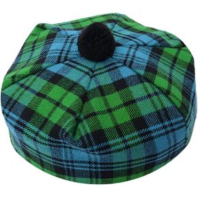 HAAUR Scottish Tammy Hat Traditional Kilt Tam o' Shatner Acrylic Wool Flat Bonnet Various Tartans with Pompom One Size