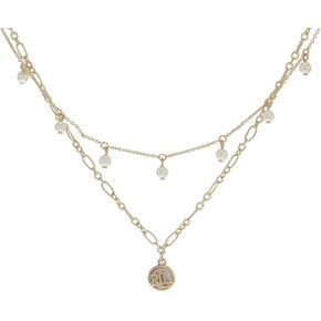 LAUREN Ralph Lauren 2 Row Frontal Necklace Gold/Pearl One Size, One Size in Kuwait