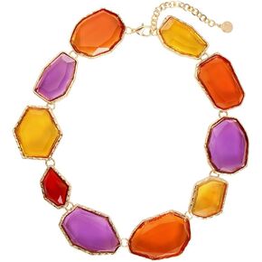 Firstmeet Vintage Resin Rhinestone Necklace Irregularly Shaped Elegant Crystal Collar for Women