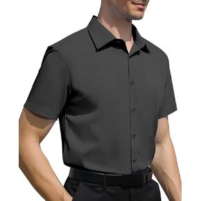 Mens Dress Shirts Short Sleeve Casual Button Down Shirts Wrinkle Free Dress Shirts for Men