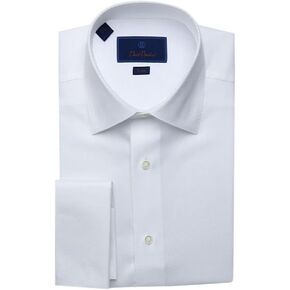 Men's Dobby Weave Solid Trim Fit Formal Tuxedo Shirt - White