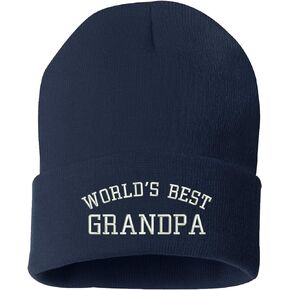 Worlds Best Grandpa Beanie Cap - Grandfather Embroidered Beanies