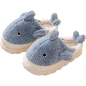 Plush Home Slippers for Men and Women, Cartoon Shark Animal Cotton Slippers, Winter Indoor Warm Slippers, Soft and Comfortable Thick-soled Shoes for Outdoor Slippers
