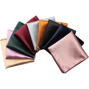 UUYYEO 10 Pcs Mens Pocket Squares Satin Handkerchiefs Colorful Hankies Solid Color Pocket Squares Suit Pocket Handkerchiefs