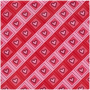 Jacob Alexander Men's Happy Valentine's Day Diagonal Striped Hearts in Squares Pattern Pocket Square