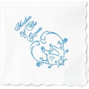 Wedding Handkerchief with Scalloped Edges - 12in x 12in - Something Blue for Bride on Wedding - Bridal Wedding Hankie - Mother Of The Groom In Heart, Periwinkle Blue