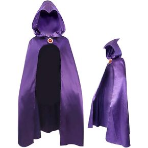 Raven-Cosplay Cloak,Deluxe Hooded Cloak Purple Cape with Hood Halloween Uniform Cosplay Costume For Women,L